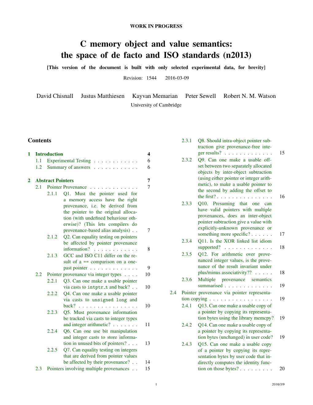 N2013 C Memory Object and Value Semantics: the Space of De Facto