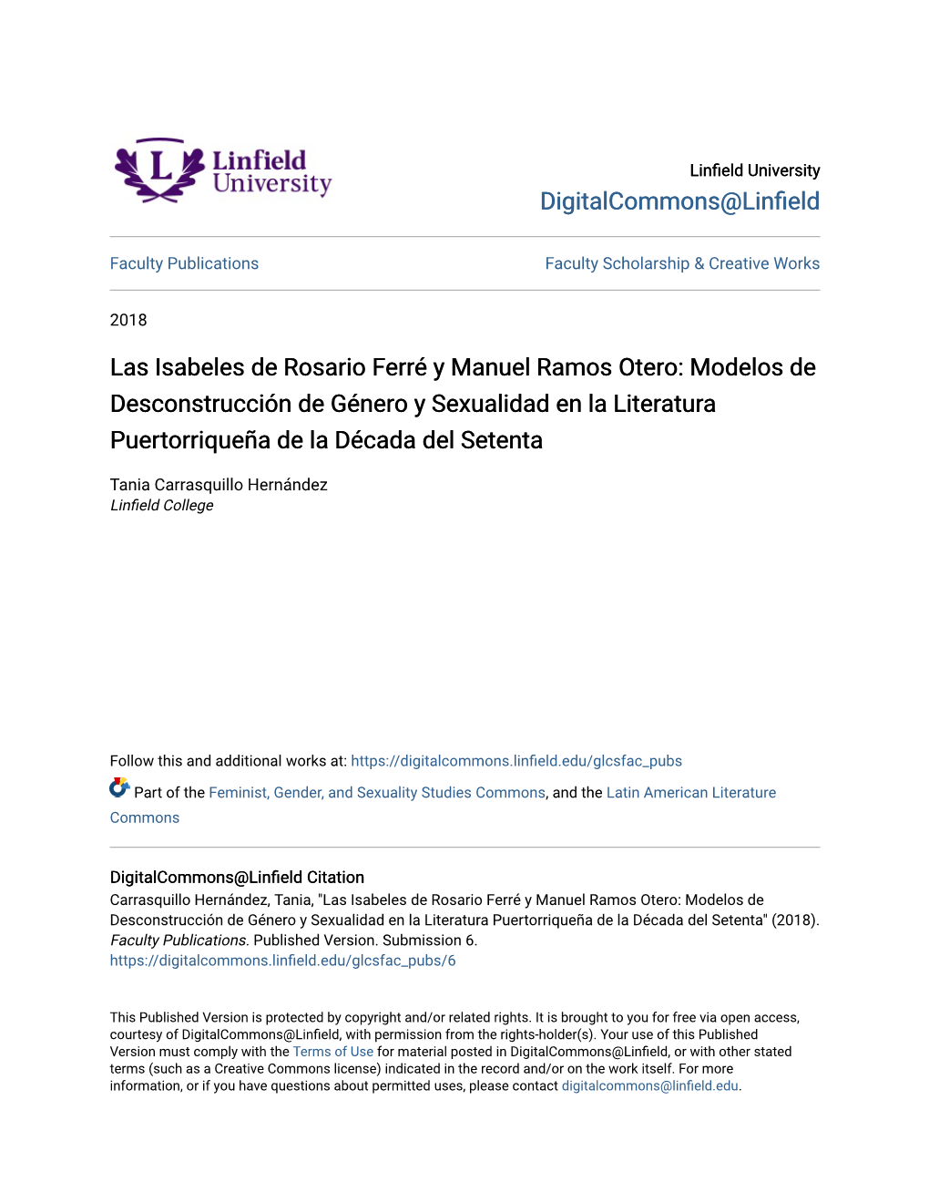 Las Isabeles De Rosario Ferré Y Manuel Ramos Otero: Modelos De Desconstrucción De Género Y Sexualidad En La Literatura Puertorriqueña De La Década Del Setenta