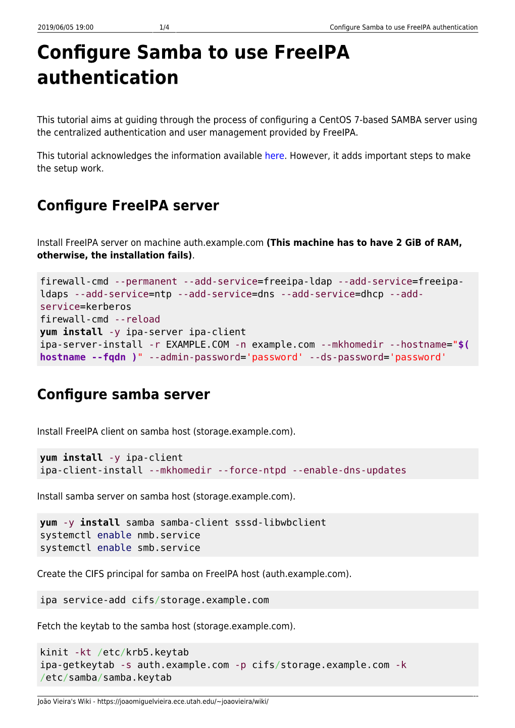 Configure Samba to Use Freeipa Authentication