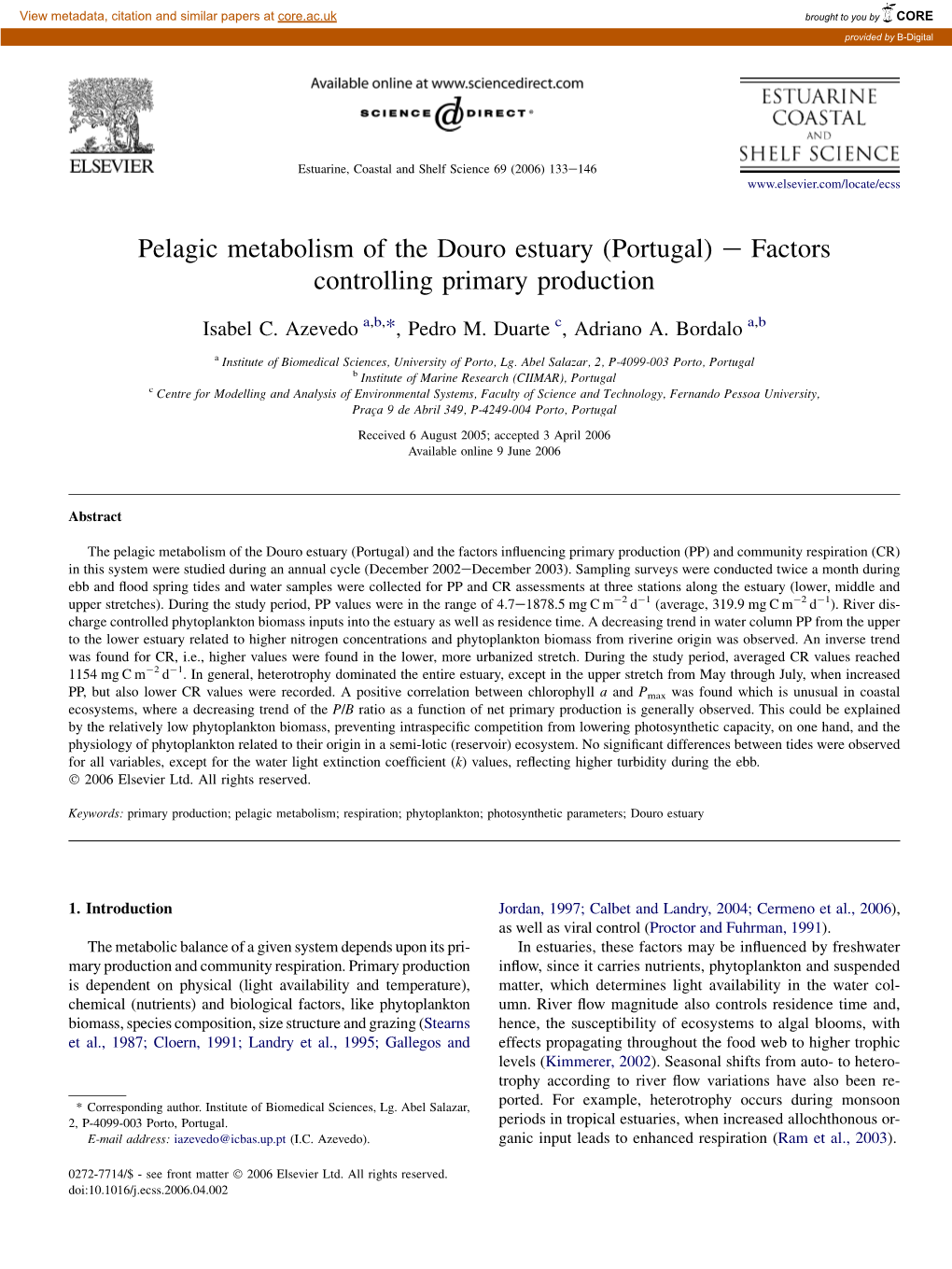 Portugal) E Factors Controlling Primary Production