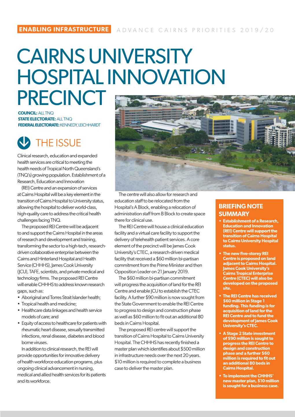 Cairns University Hospital Innovation Precinct Council: All Tnq State Electorate: All Tnq Federal Electorate: Kennedy, Leichhardt