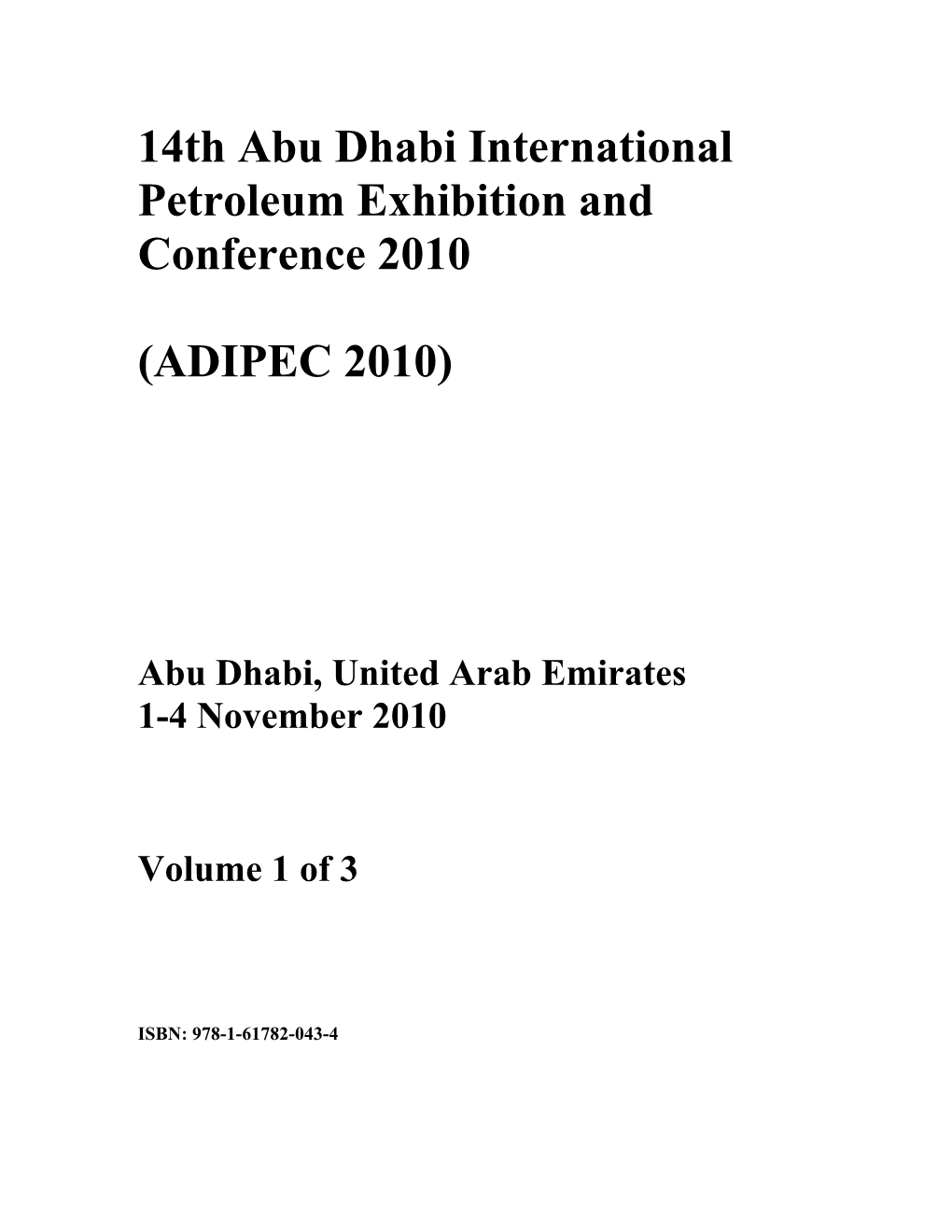 14Th Abu Dhabi International Petroleum Exhibition and Conference 2010