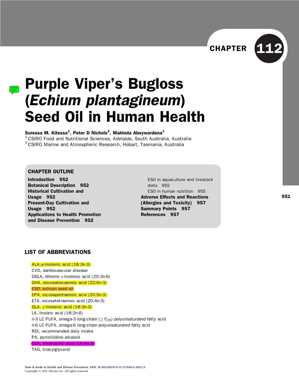 Purple Viper's Bugloss (Echium Plantagineum) Seed Oil in Human Health
