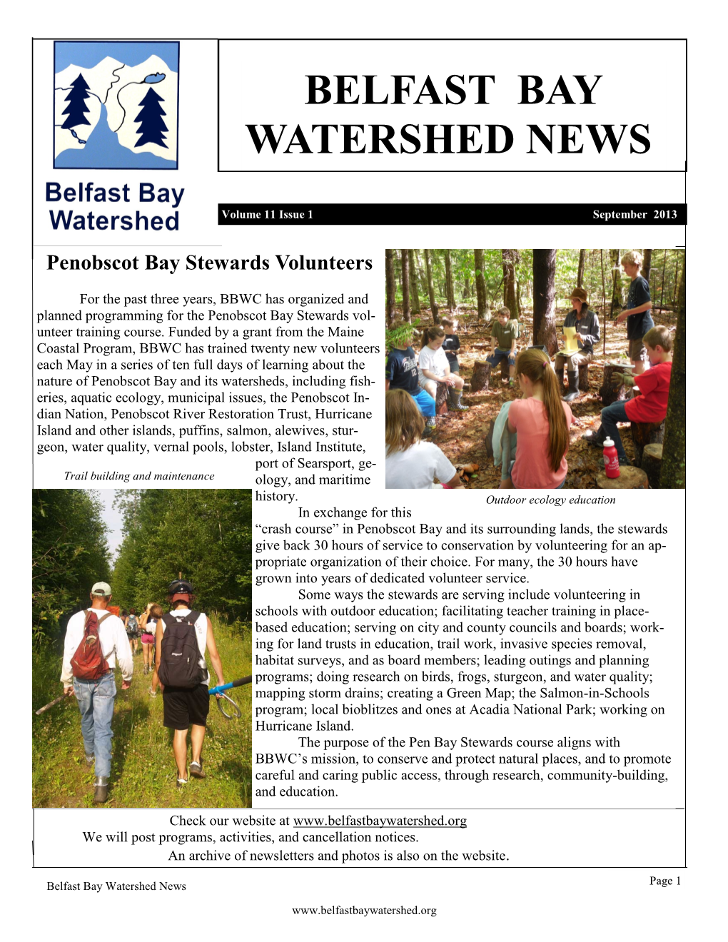 Belfast Bay Watershed News