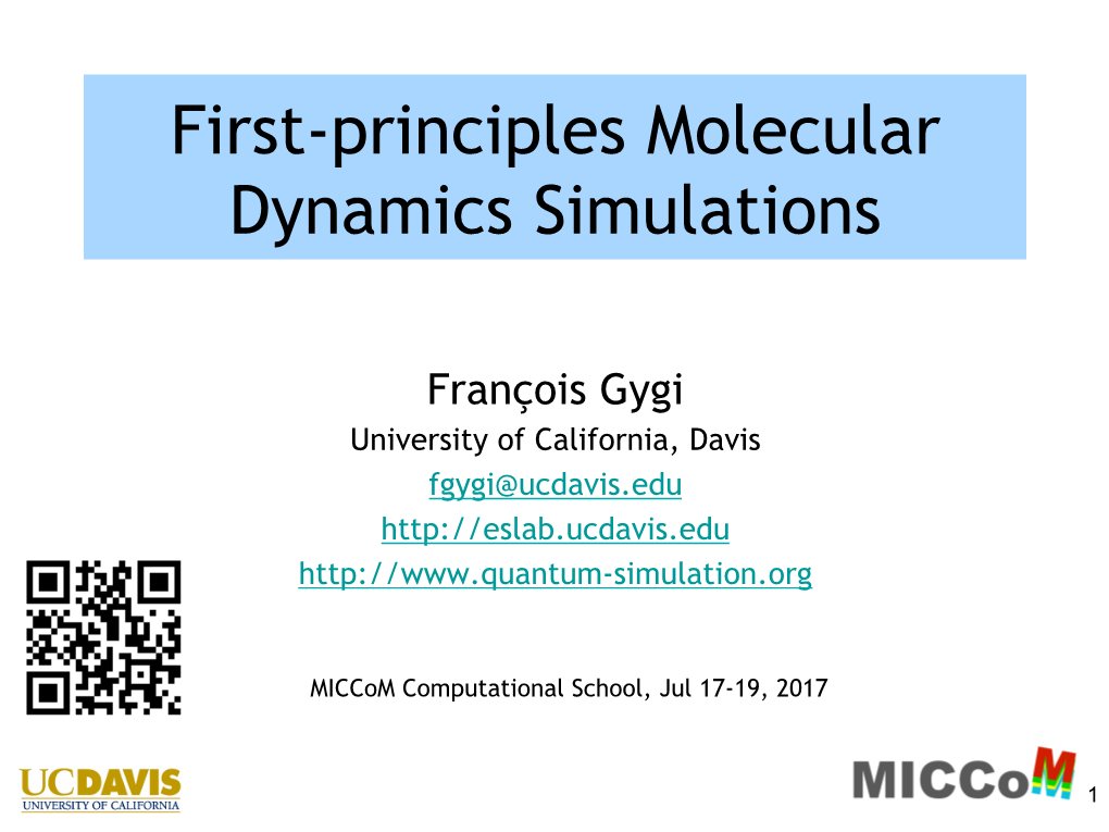 First-Principles Molecular Dynamics Simulations