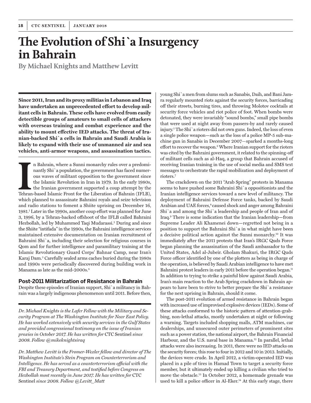 The Evolution of Shi`A Insurgency in Bahrain