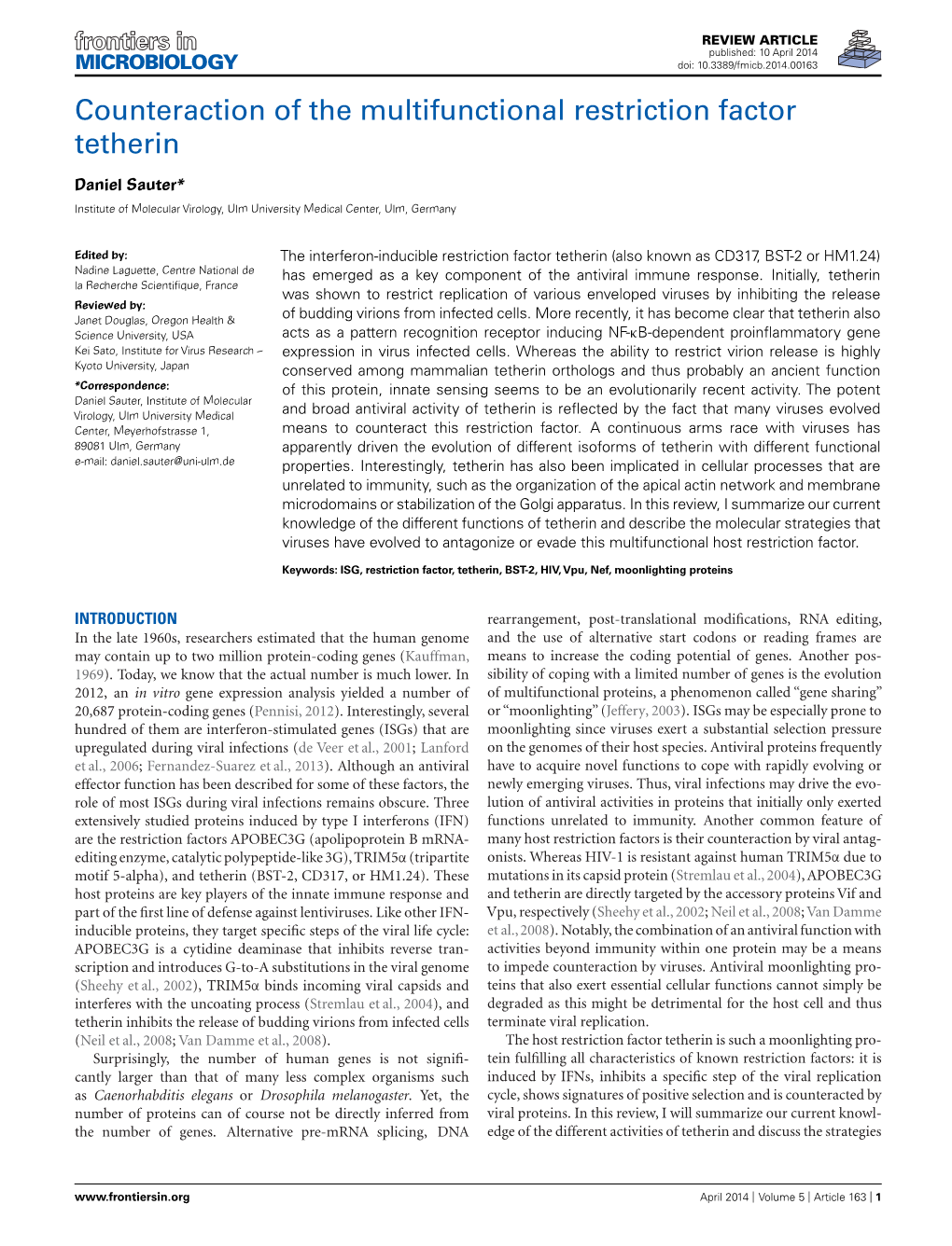 Counteraction of the Multifunctional Restriction Factor Tetherin