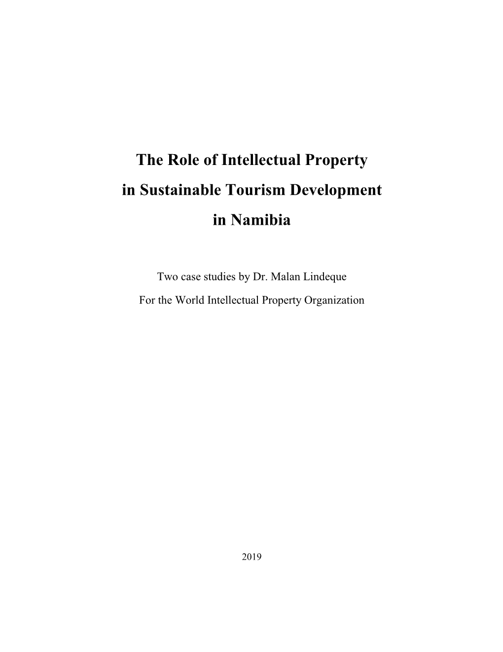 The Role of Intellectual Property in Sustainable Tourism Development in Namibia