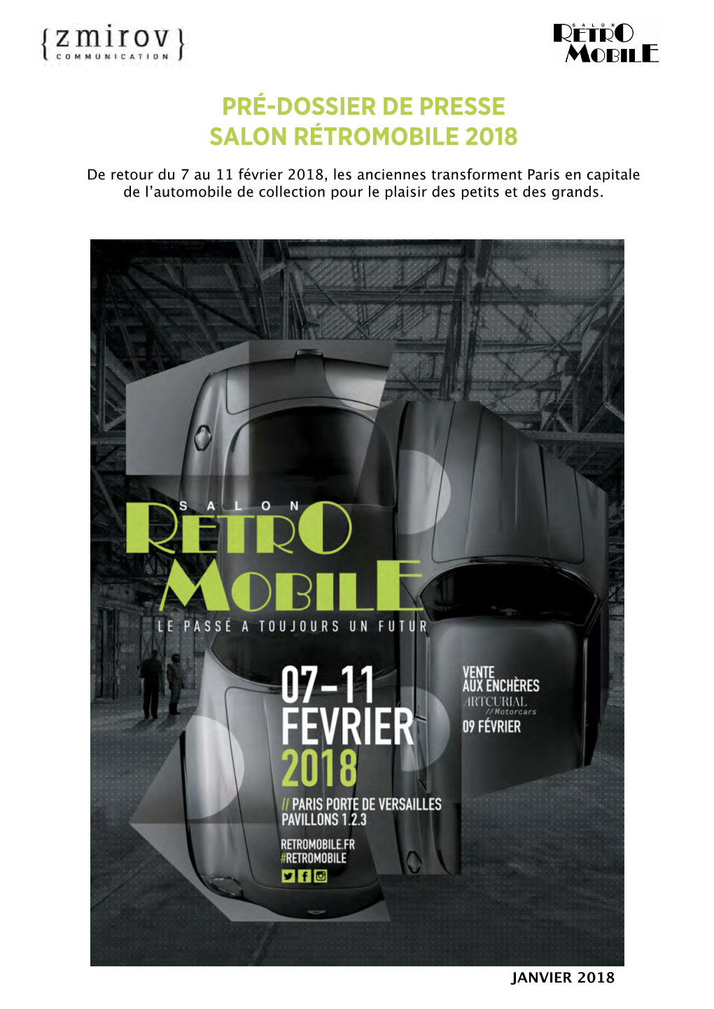 Pré-Dossier De Presse Salon Rétromobile 2018