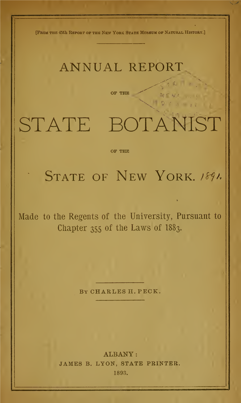 Annual Report of the State Botanist 1891