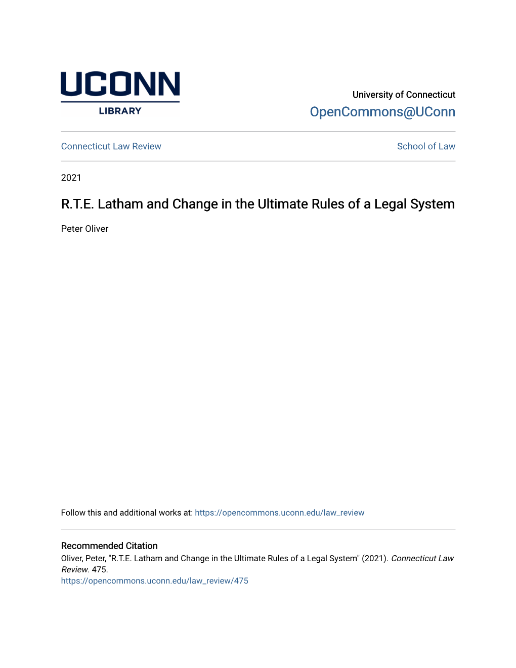 R.T.E. Latham and Change in the Ultimate Rules of a Legal System