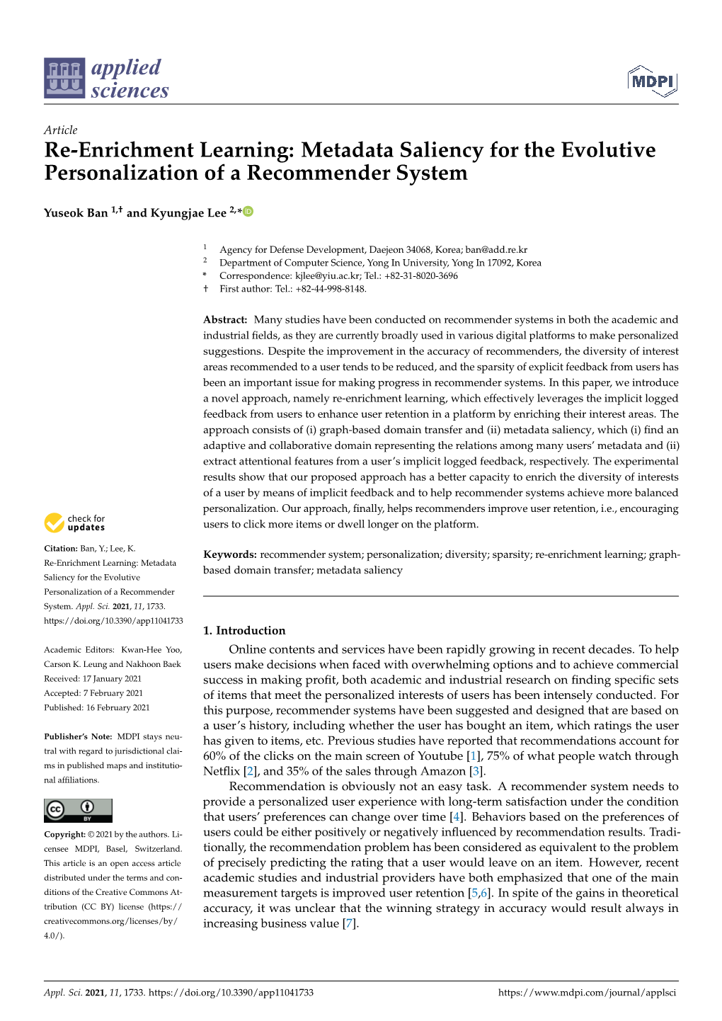 Re-Enrichment Learning: Metadata Saliency for the Evolutive Personalization of a Recommender System