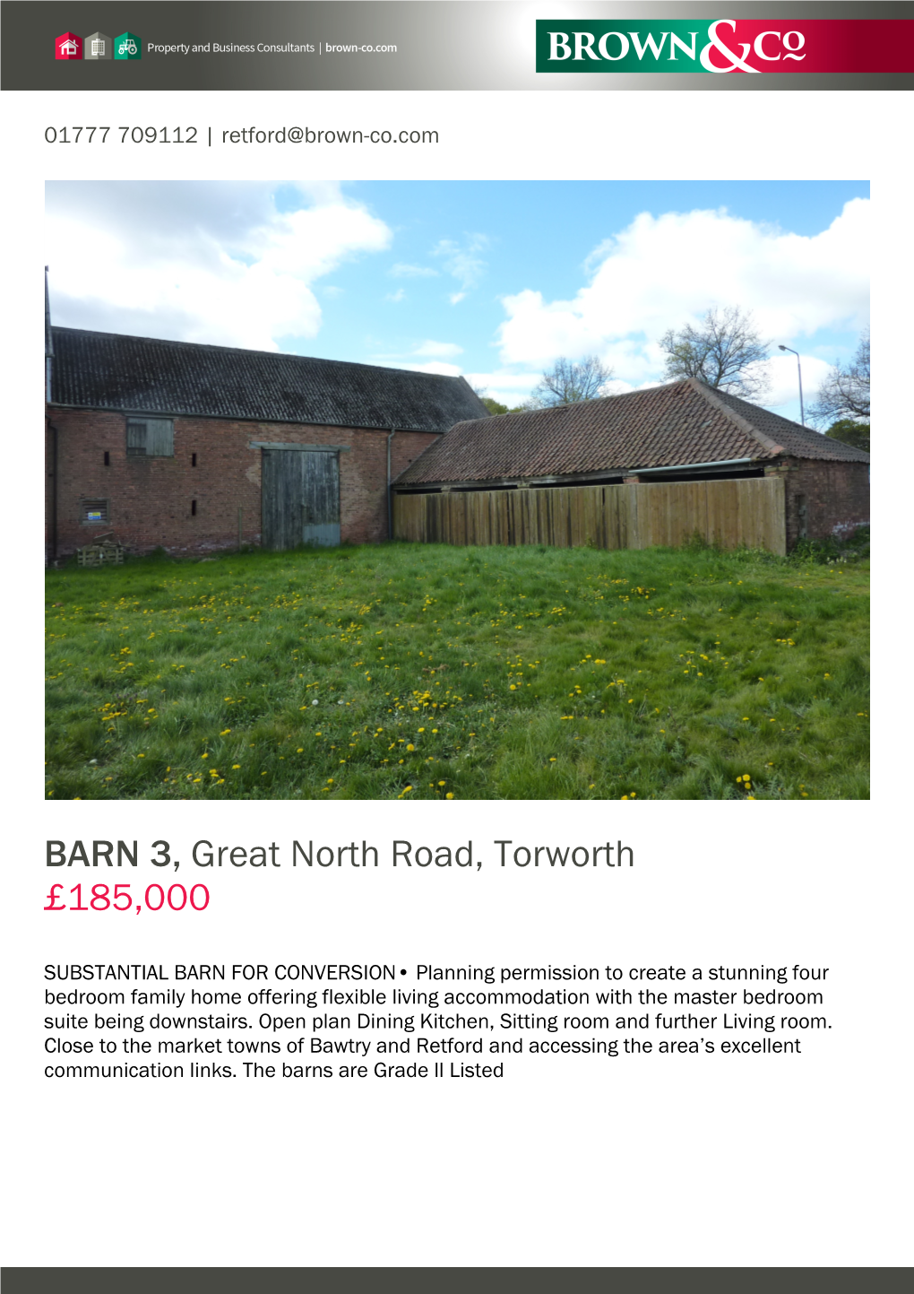 BARN 3, Great North Road, Torworth £185,000