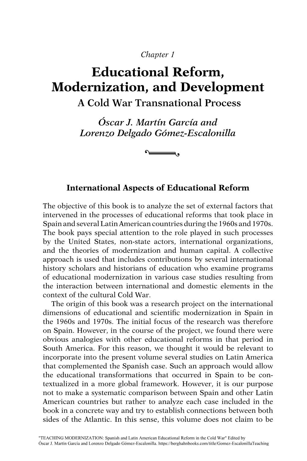 Educational Reform, Modernization and Development: a Cold War Transnational Process
