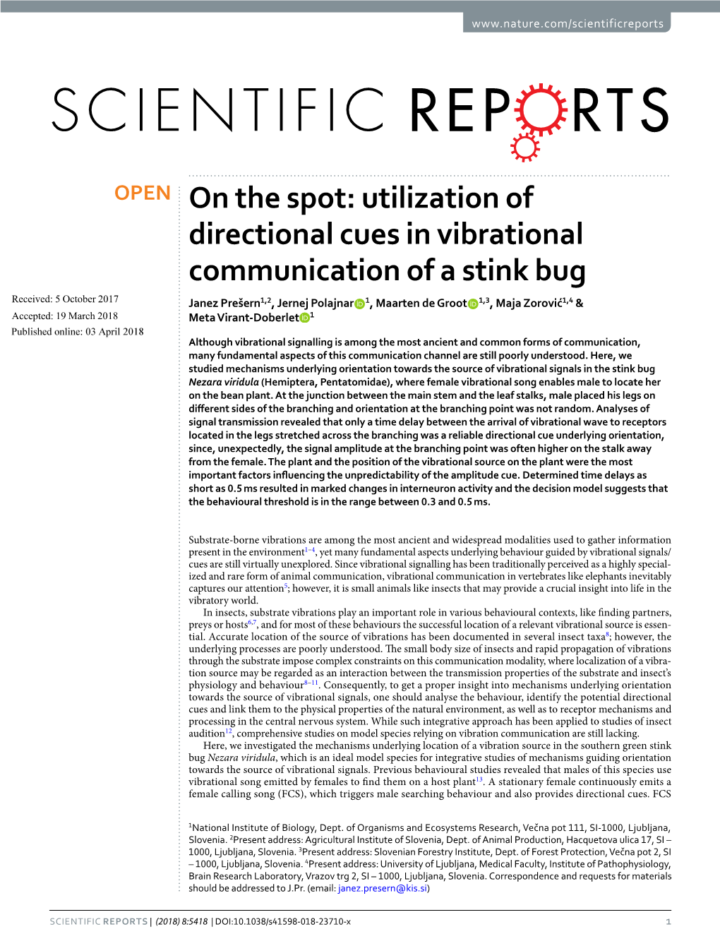 Utilization of Directional Cues in Vibrational Communication