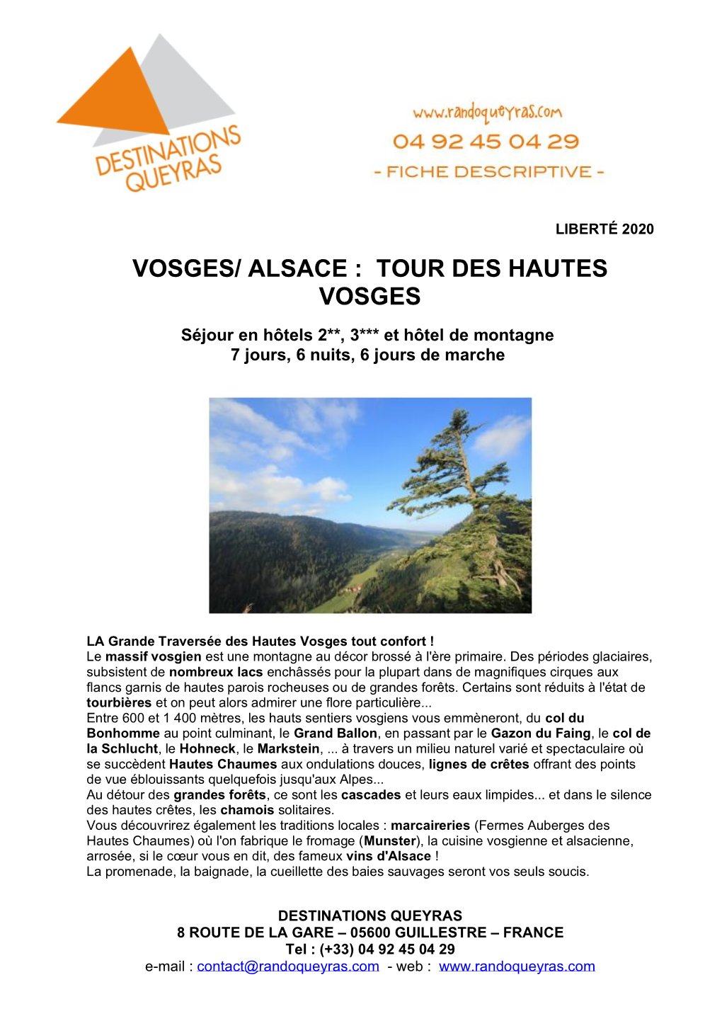 Vosges/ Alsace : Tour Des Hautes Vosges
