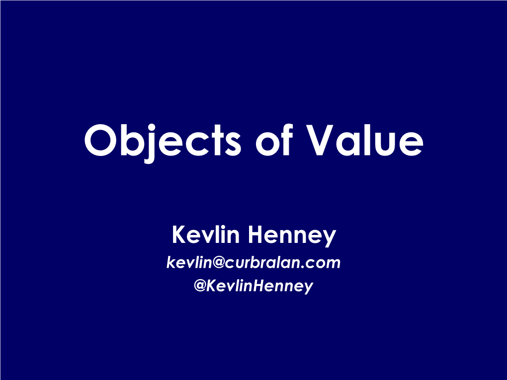 Objects of Value
