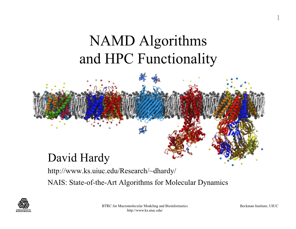 NAMD Algorithms and HPC Functionality