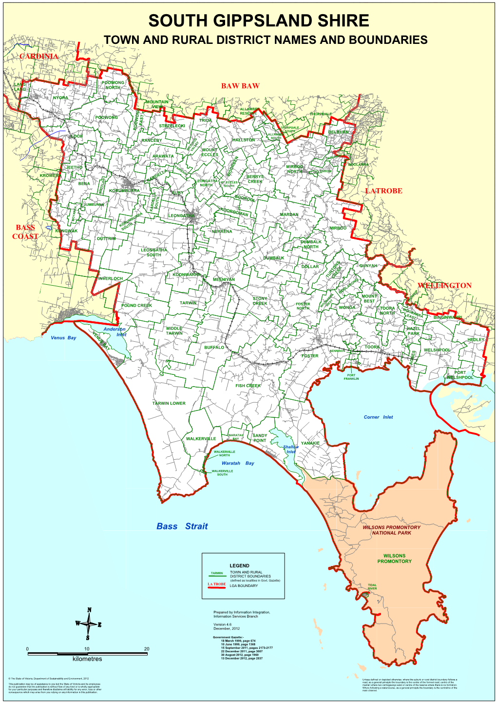 South Gippsland Shire Town and Rural District Names and Boundaries Cardinia