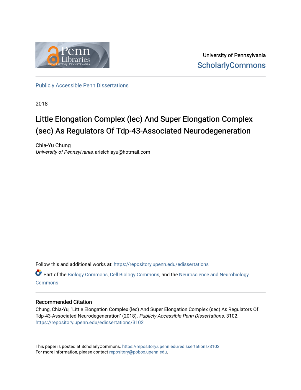 And Super Elongation Complex (Sec) As Regulators of Tdp-43-Associated Neurodegeneration
