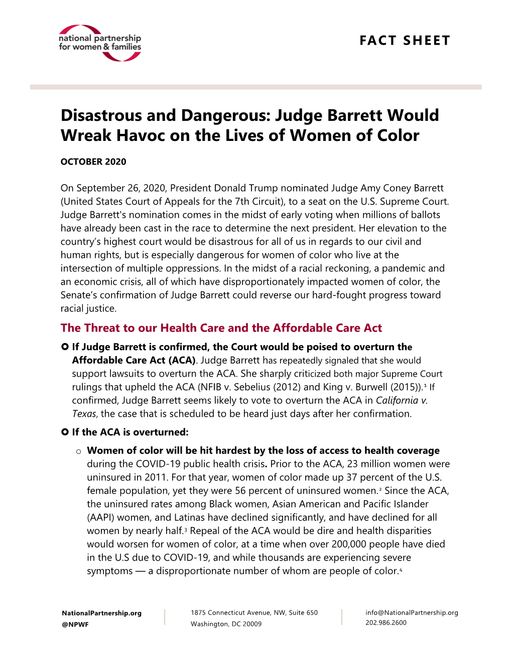 Judge Barrett Would Wreak Havoc on the Lives of Women of Color