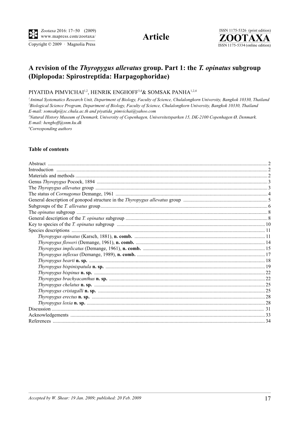 Zootaxa, a Revision of the Thyropygus Allevatus Group