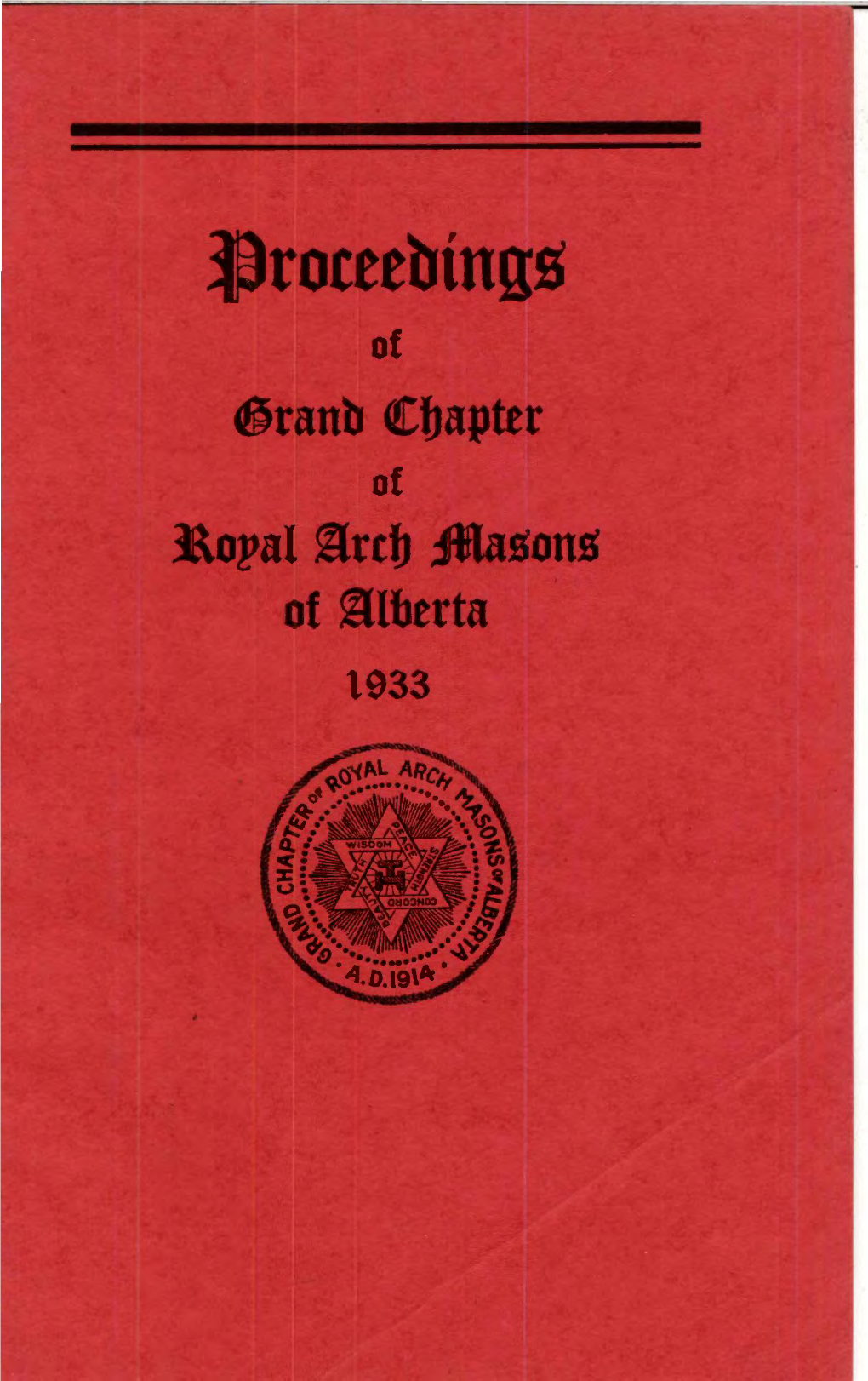 Grand Chapter of Alberta Proceedings 1933