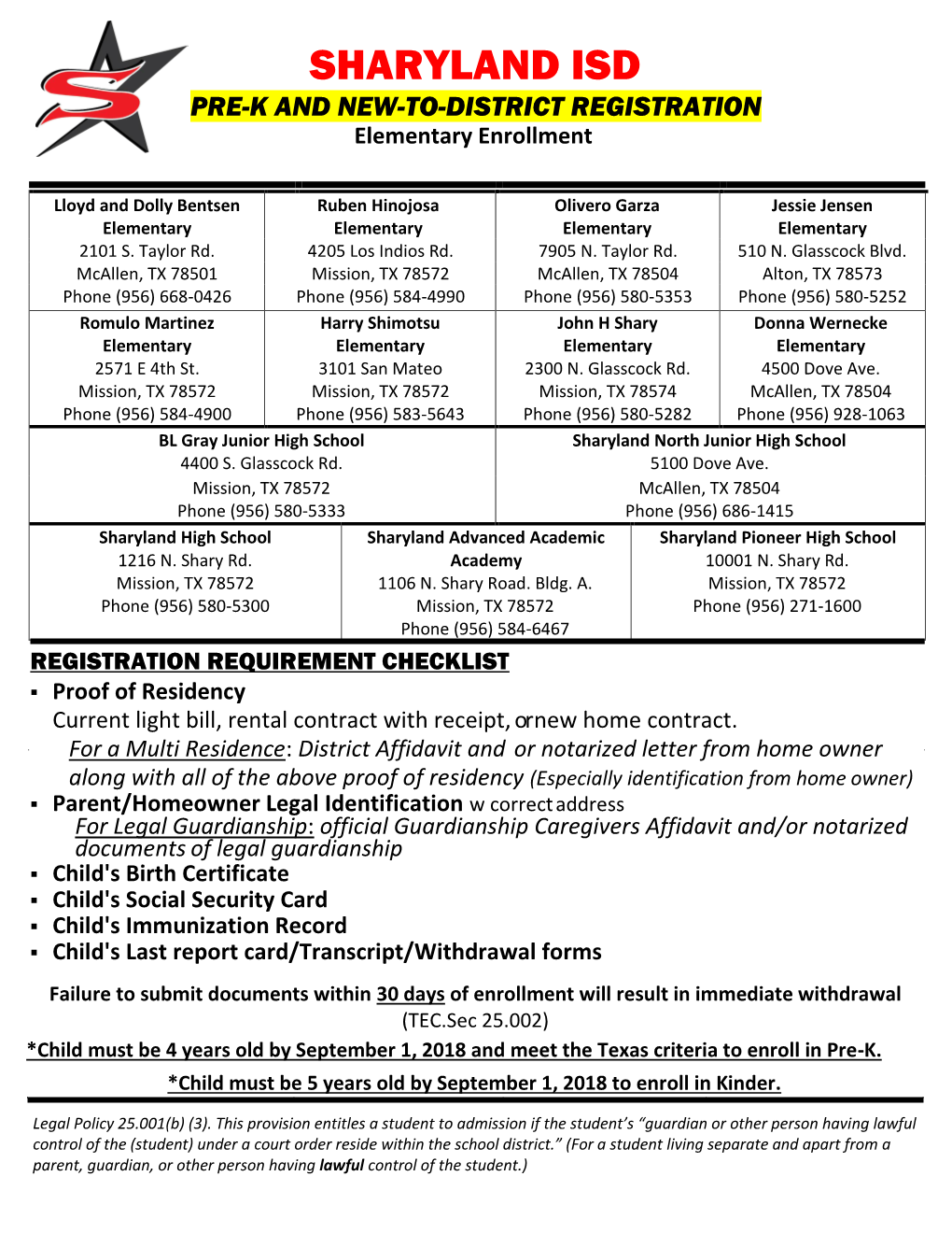 PRE-K and NEW-TO-DISTRICT REGISTRATION Elementary Enrollment