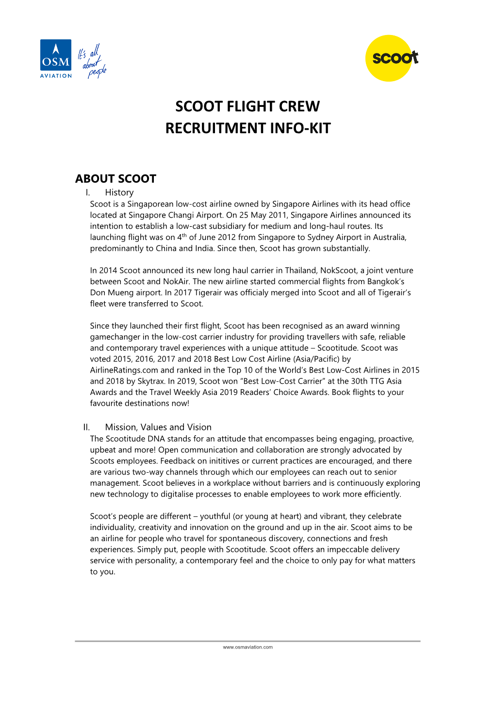 Scoot Flight Crew Recruitment Info-Kit