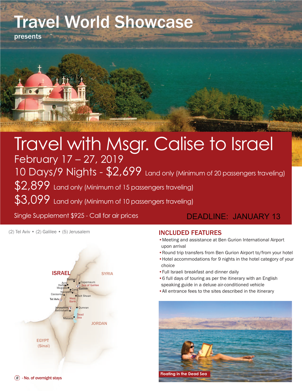 Travel with Msgr. Calise to Israel Travel World Showcase