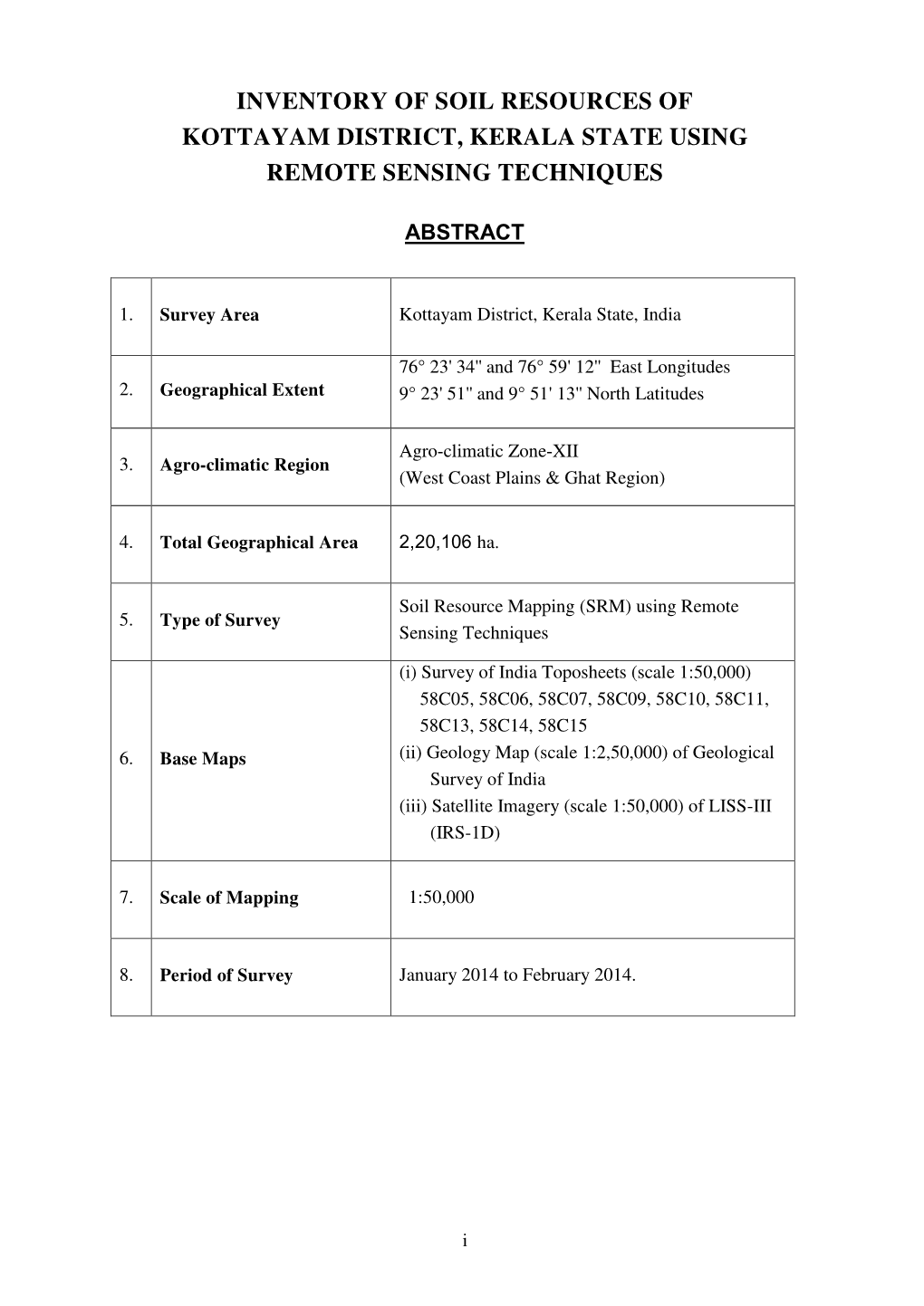 Inventory of Soil Resources of Kottayam District, Kerala State Using Remote Sensing Techniques