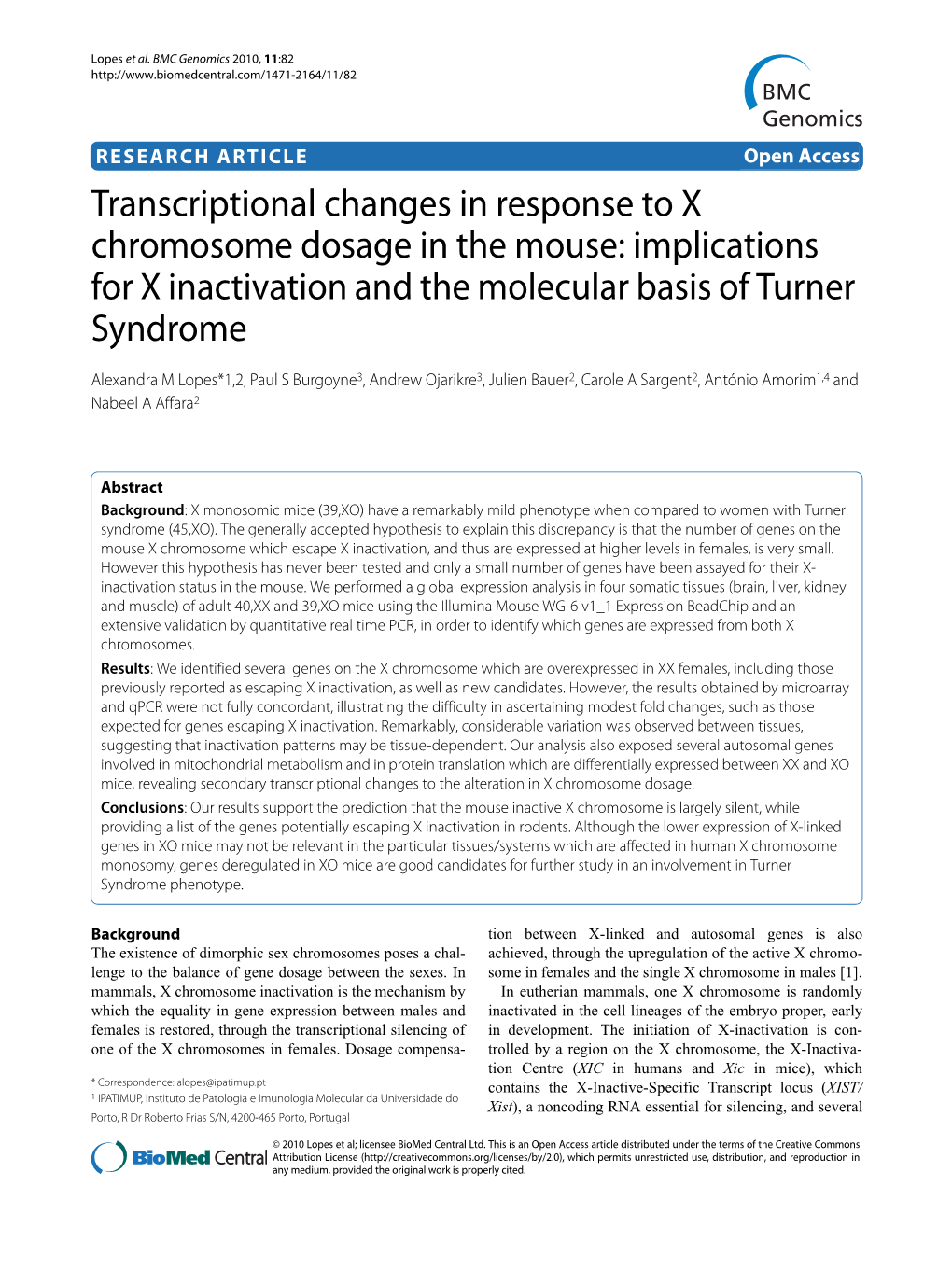 Research Article Transcriptional Changes in Response to X