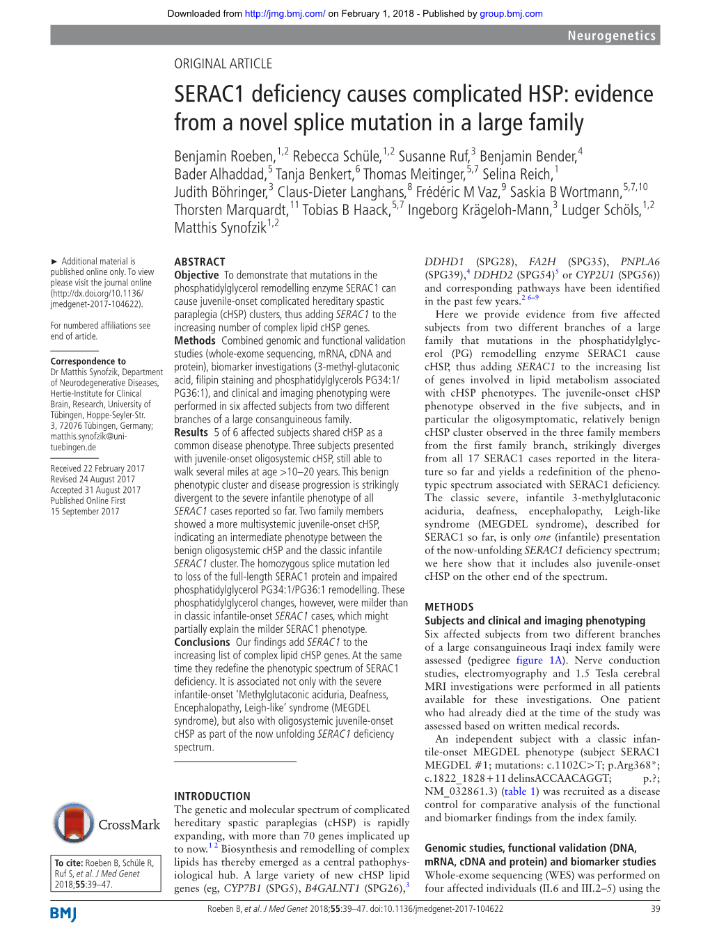 SERAC1 Deficiency Causes Complicated