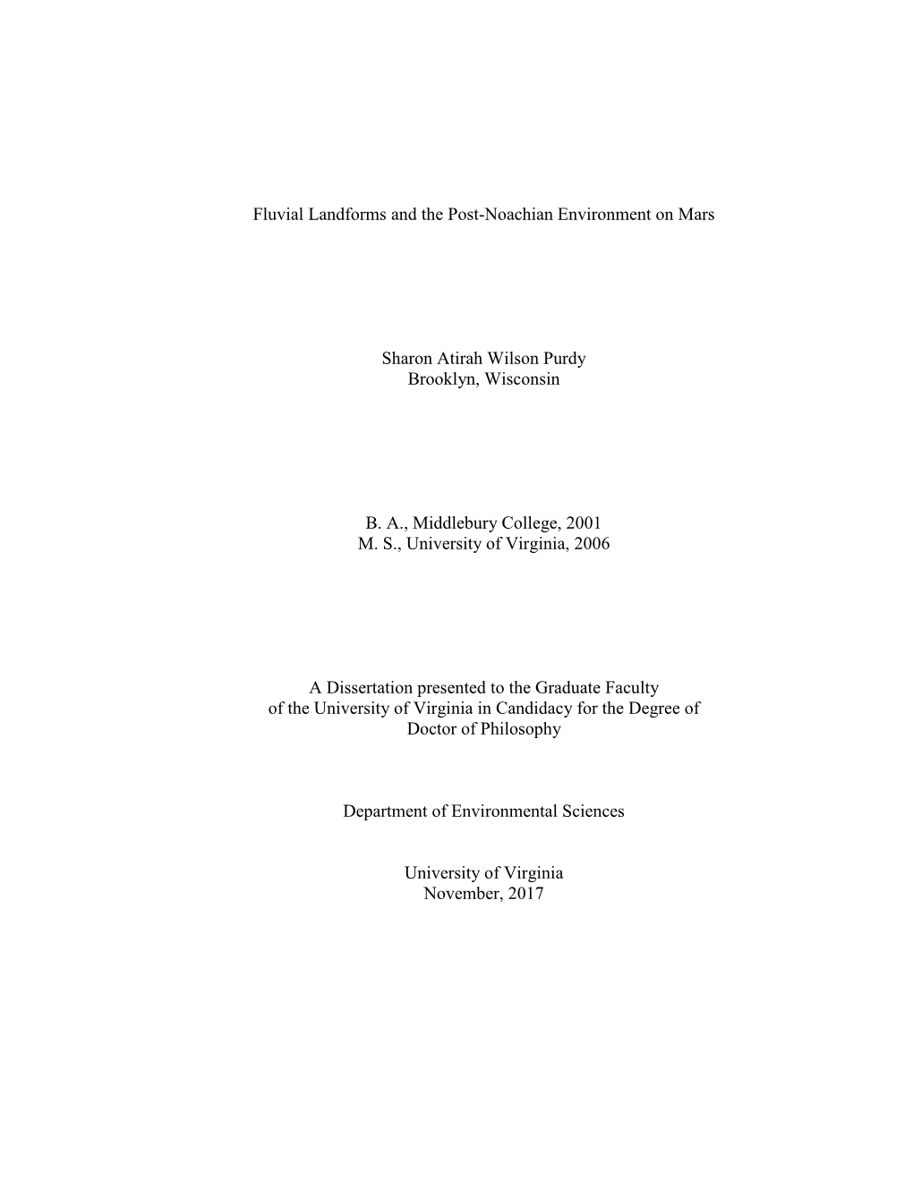 Fluvial Landforms and the Post-Noachian Environment on Mars