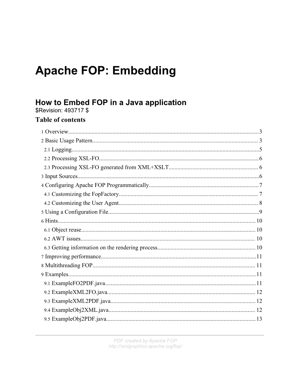 Apache FOP: Embedding