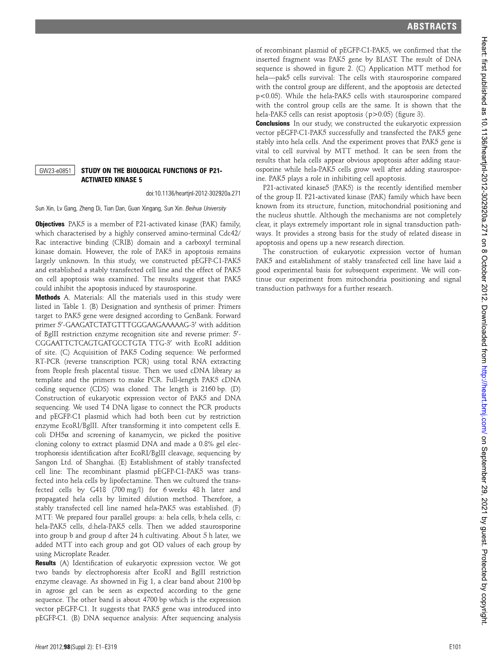 Study on the Biological Functions of P21-Activated Kinase 5