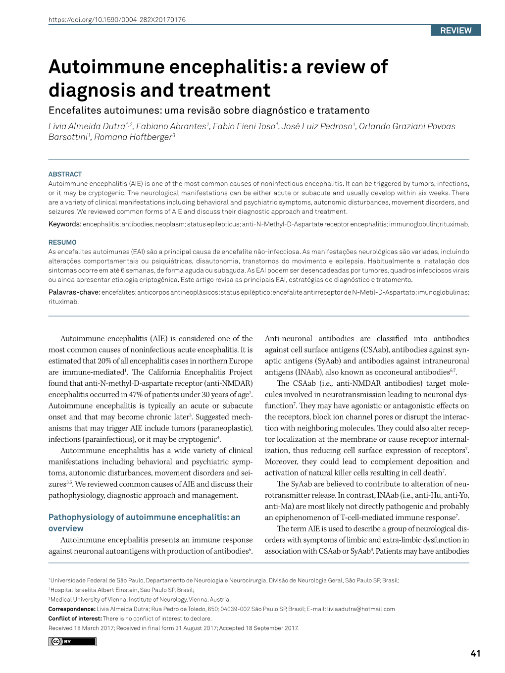 Autoimmune Encephalitis: a Review of Diagnosis and Treatment