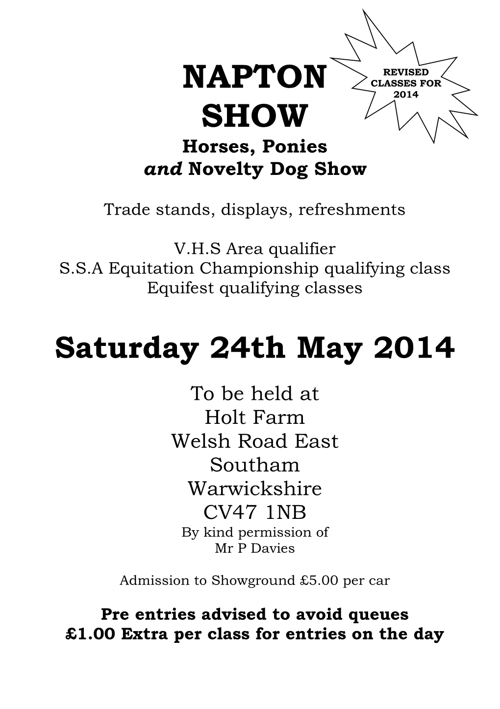 Napton Show Gymkhana from 2Pm