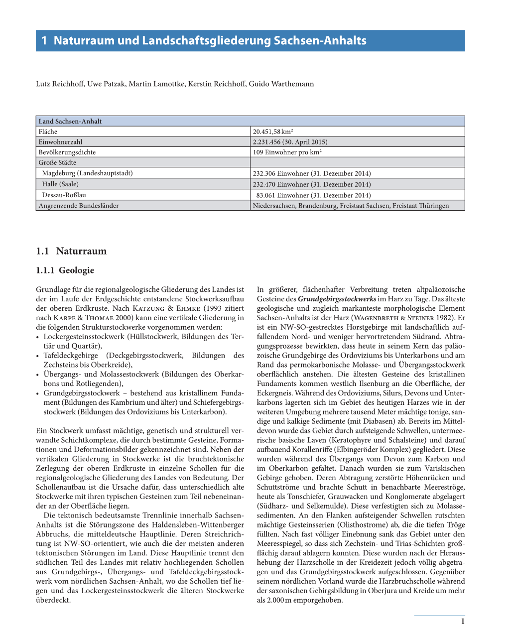1 Naturraum Und Landschaftsgliederung Sachsen-Anhalts