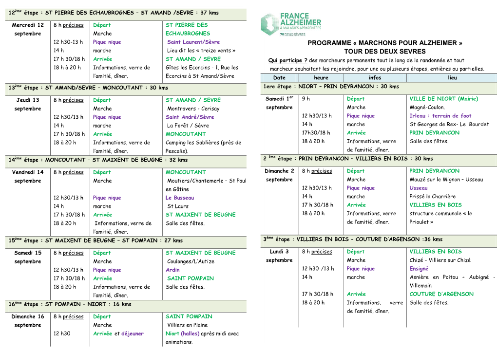 Cette Marche Es PROGRAMME « MARCHONS POUR ALZHEIMER