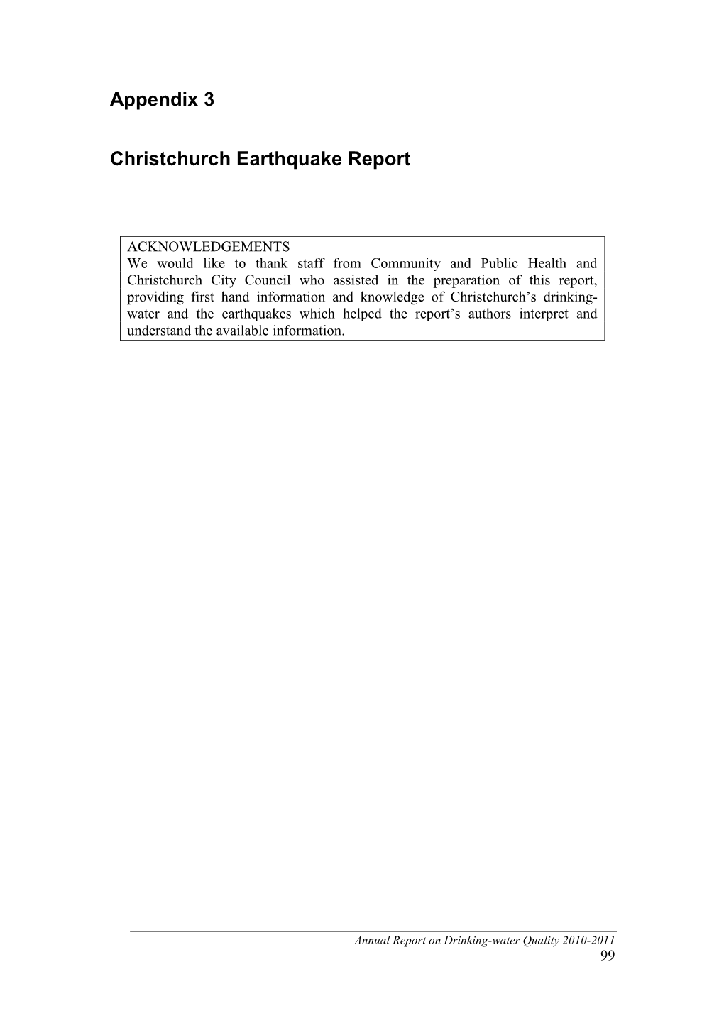 Appendix 3 Christchurch Earthquake Report