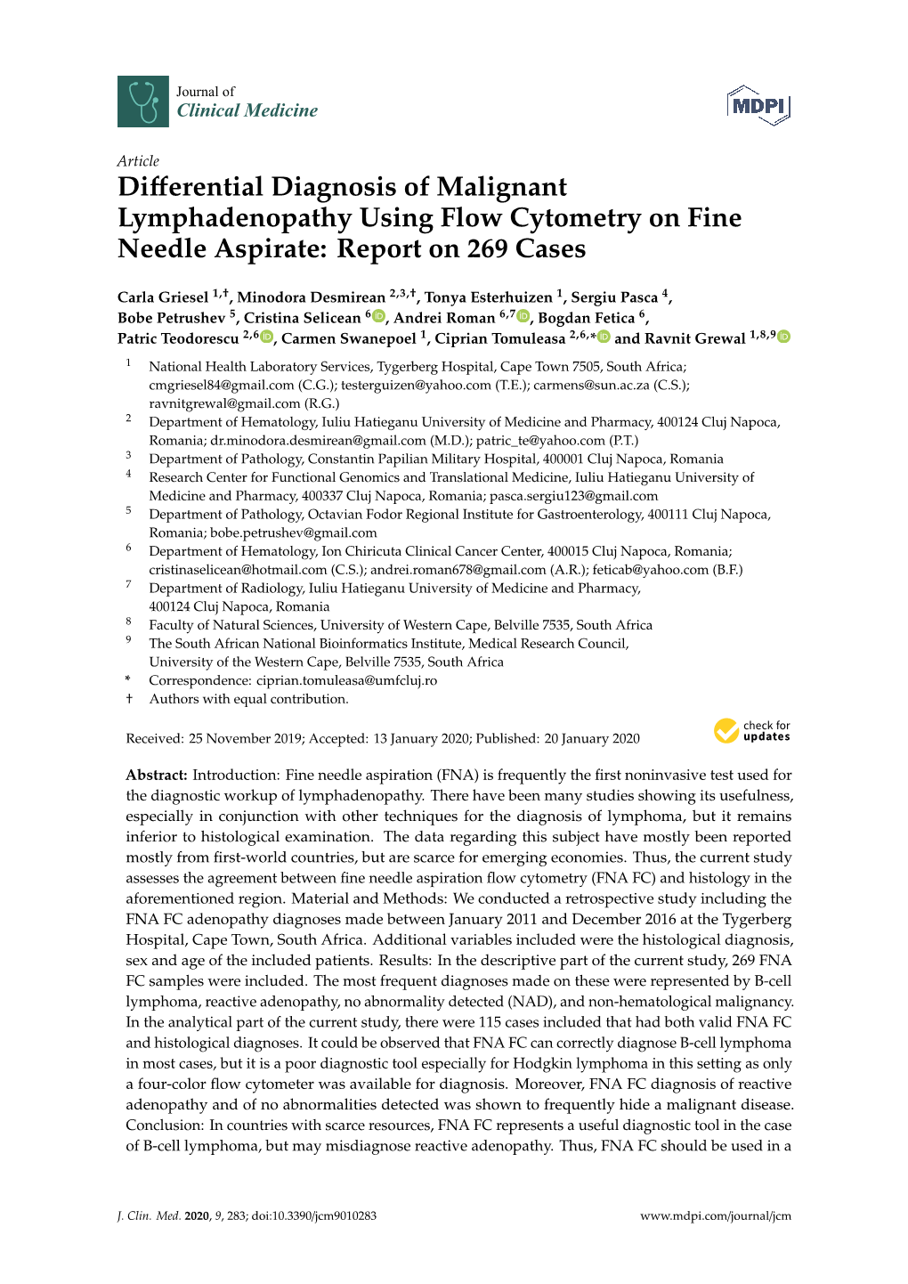 Differential Diagnosis of Malignant Lymphadenopathy Using