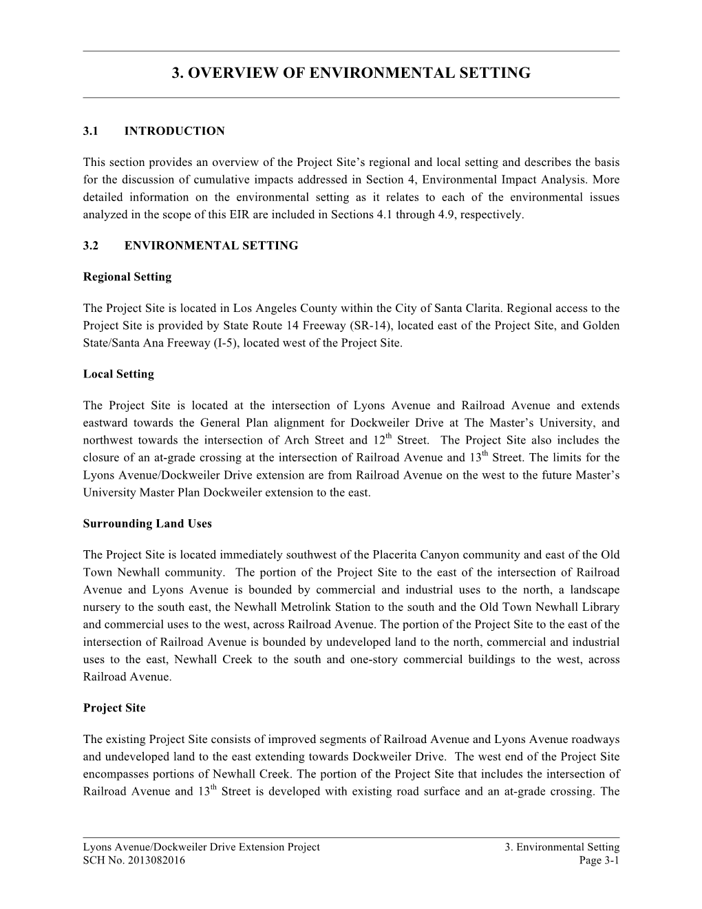 3. Overview of Environmental Setting