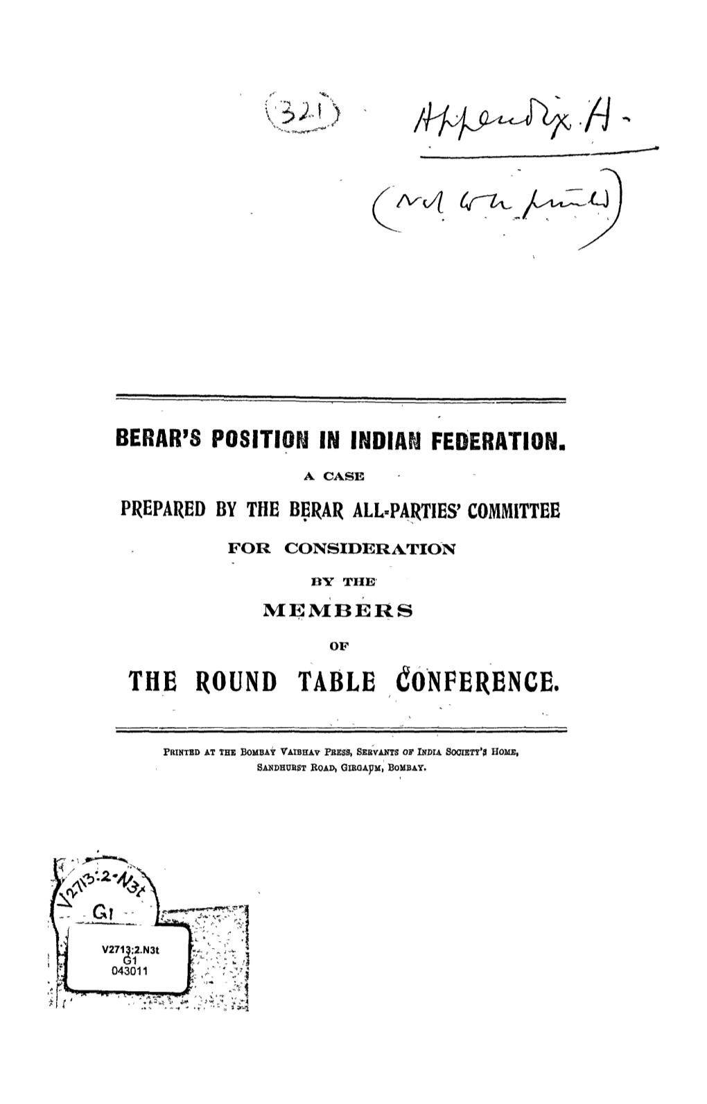 Berar's Position in Indian Federation