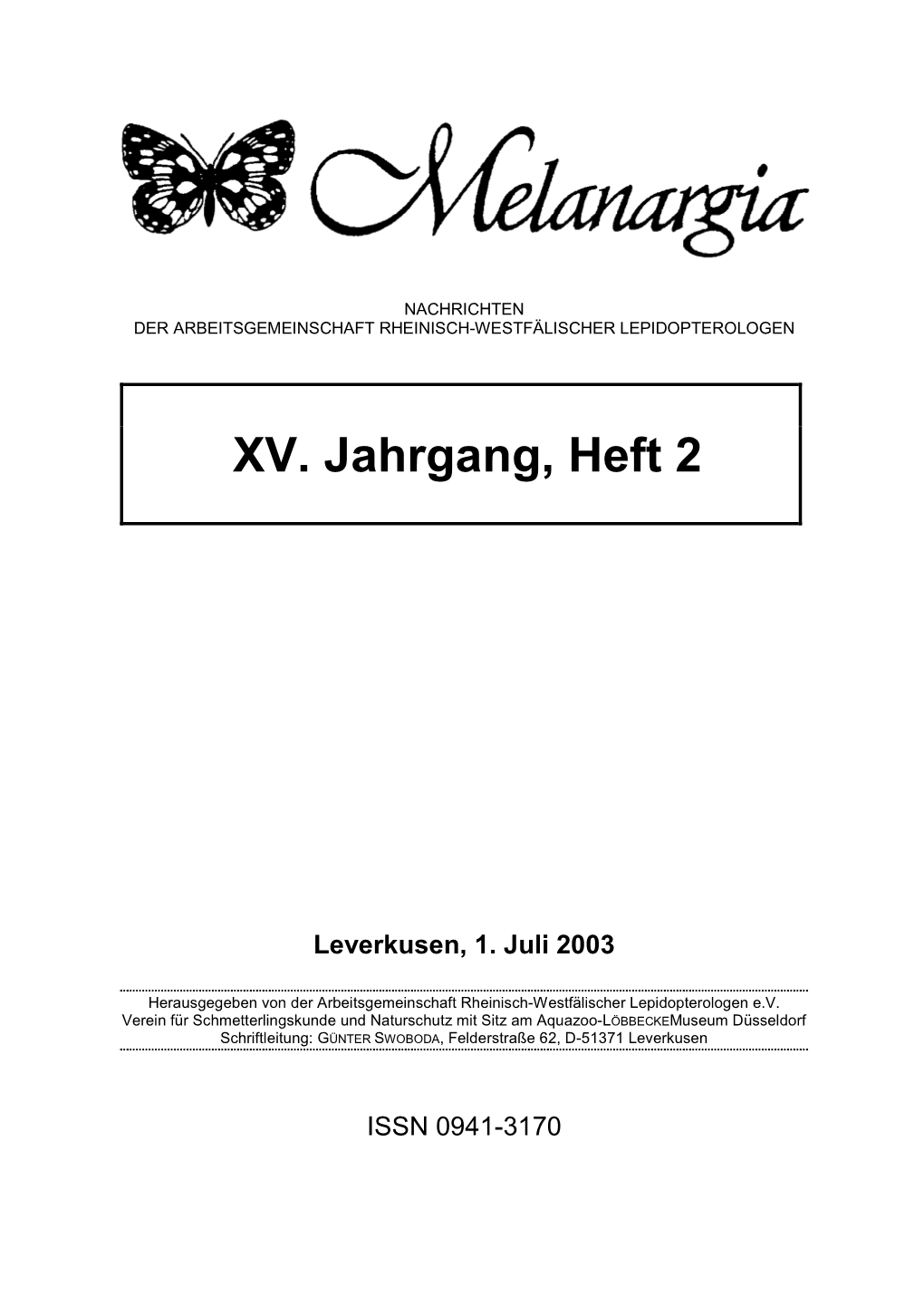 XV. Jahrgang, Heft 2