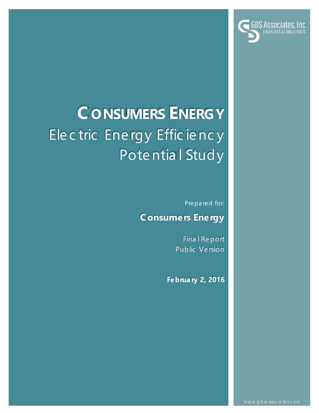 Consumers Energy Electric Energy Efficiency Potential Study