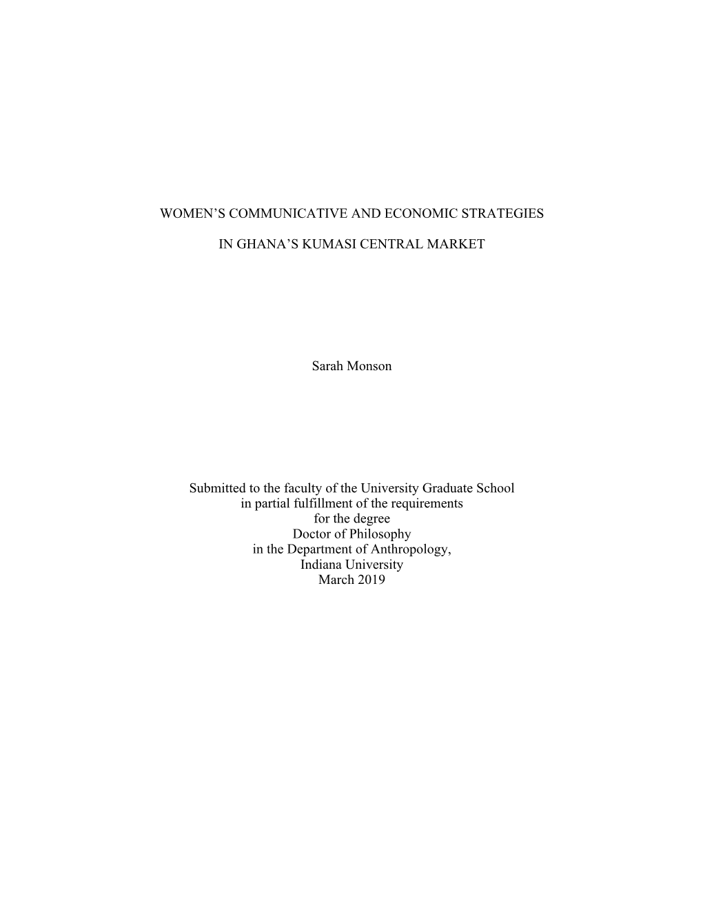 Women's Communicative and Economic Strategies