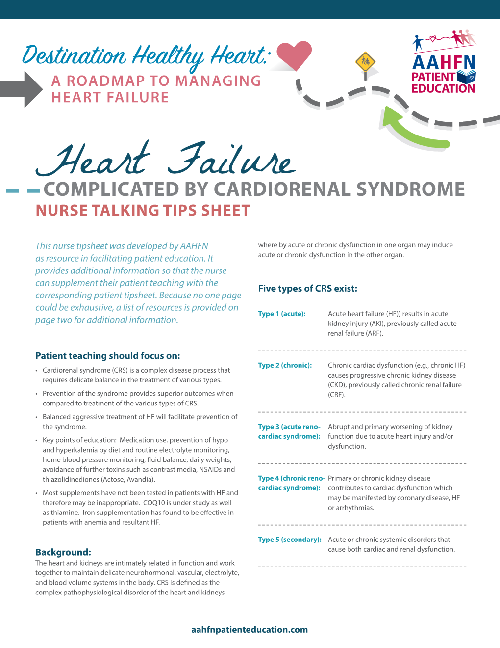 Cardiorenal Syndrome Nurse Talking Tips Sheet
