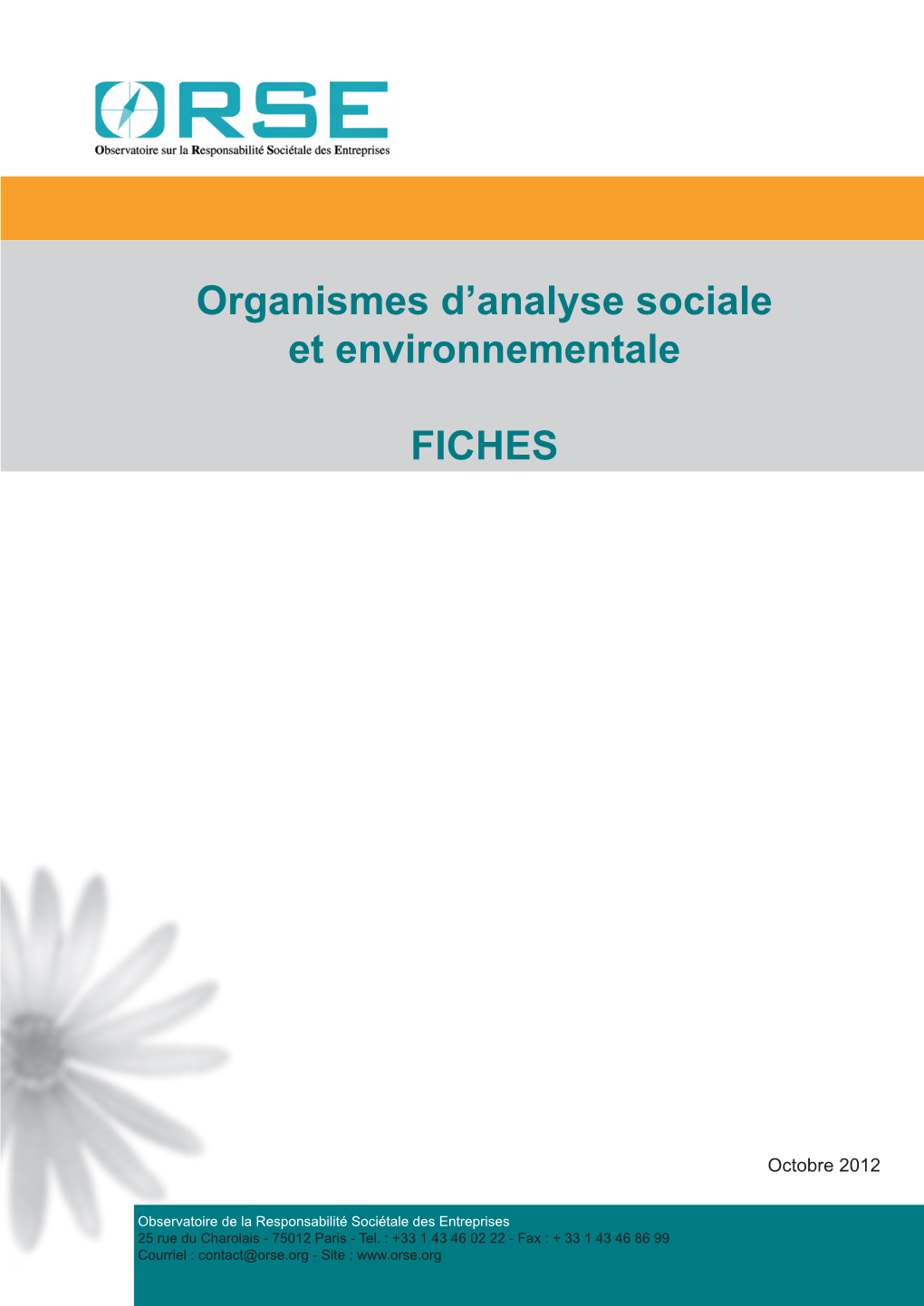 Organismes D'analyse Sociale Et Environnementale FICHES