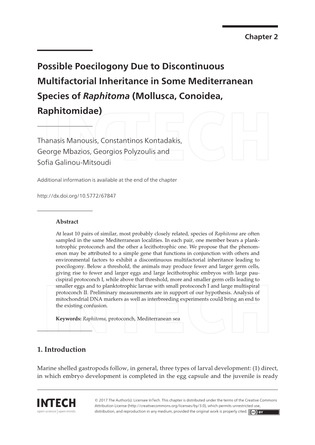 Possible Poecilogony Due to Discontinuous Multifactorial Inheritance in Some Mediterranean Species of Raphitoma (Mollusca, Conoidea, Raphitomidae)